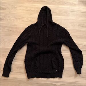 Rich gang Men's Black Cable Knit Hoodie Sweater size 2xl